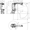 Габаритные размеры робота и чертеж диапазона движения